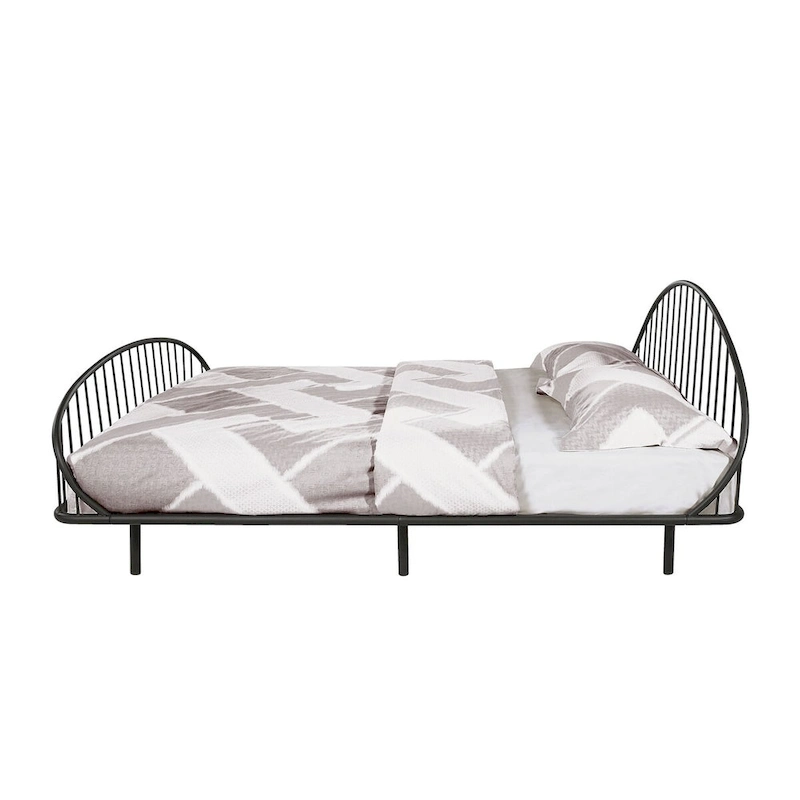 Furniture of America Duke Curved Metal Powder Coated Bed Frame, No Box Spring Needed