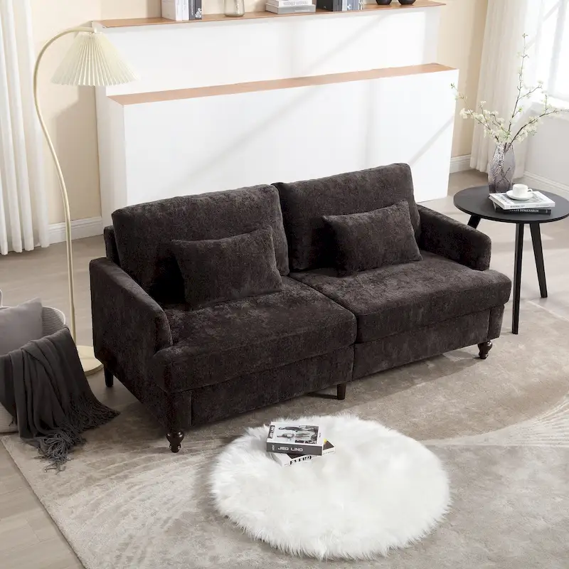 Modern Chenille Fabric Loveseat, 2-Seat Upholstered Loveseat Sofa