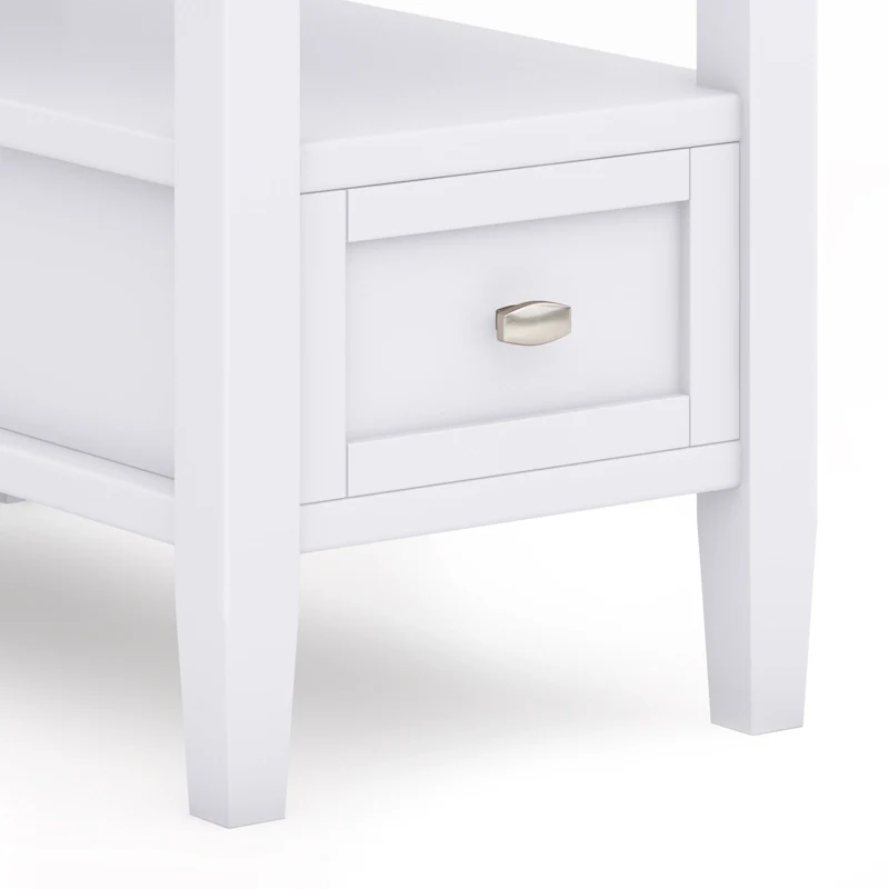 SOLID WOOD 14 inch Wide Rectangle Transitional Narrow Side Table - 14 Inches wide