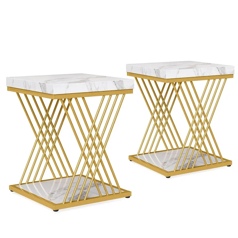 Square End Side Table for Living Room Set of 2