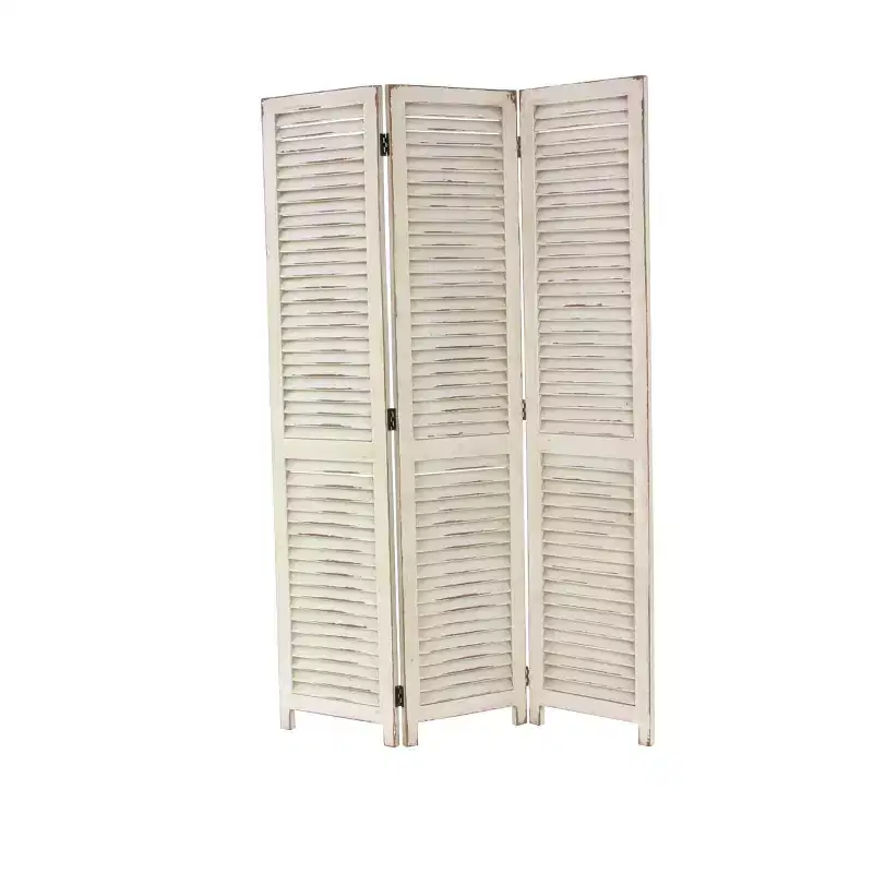 Farmhouse Wood Room Divider Screen Cream - Olivia & May