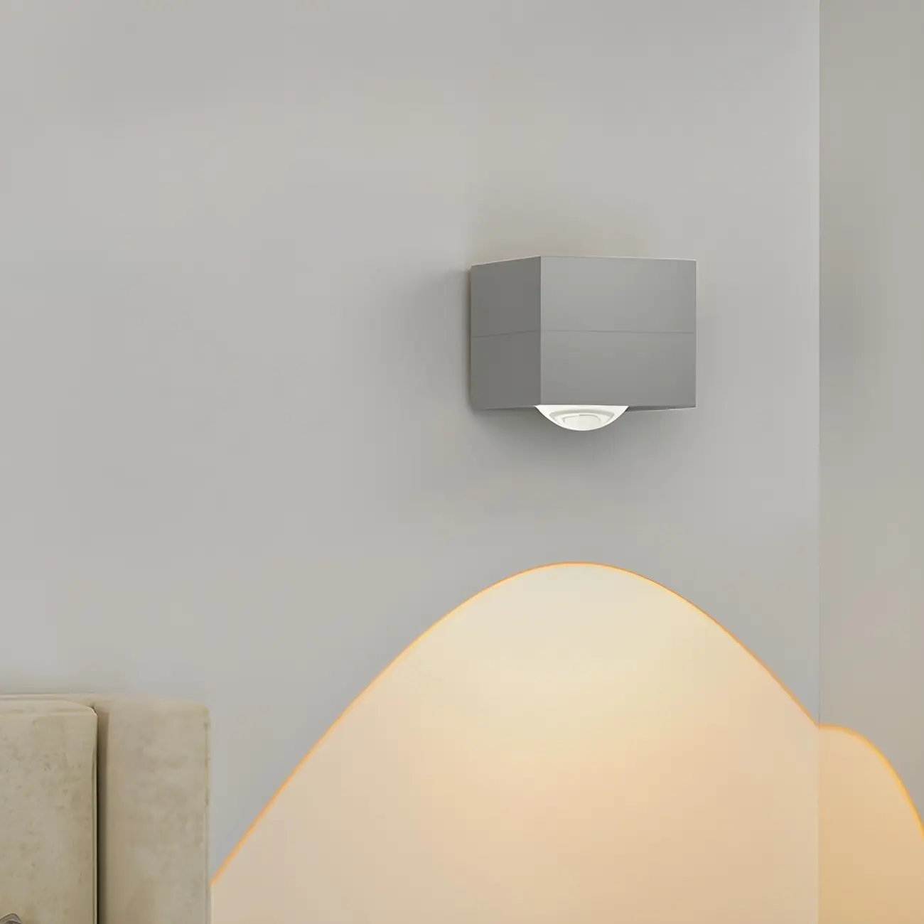 Charging Port Cube LED Wall Sconce with Touch & Warm Light