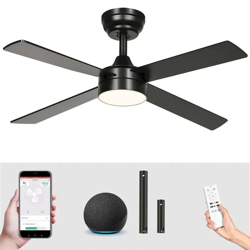 Moasis 48 Inch 4 Blades Ceiling Fans with Light and Remote Control&App Control