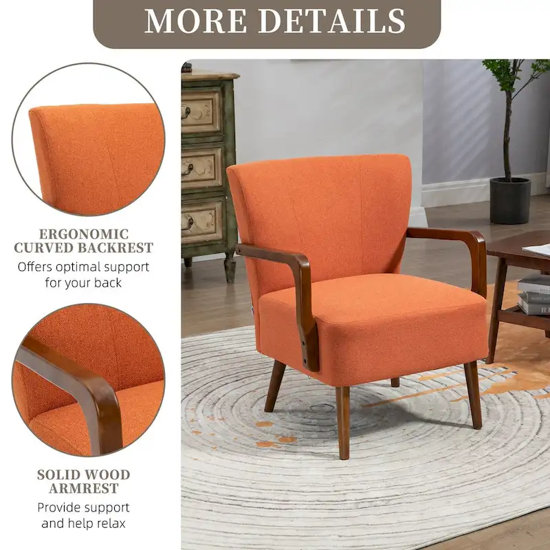 Modern chairs in the living room, wooden frame armchairs