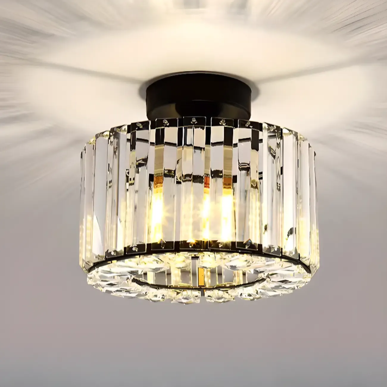 Stylish Square Crystal Semi-Flush LED Ceiling Light