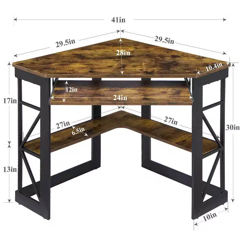 VECELO 41 in Corner Computer Desk with Storage Shelves & Charging Station, Gamer Desk, Modern Computer Desk for Home Office Workstation