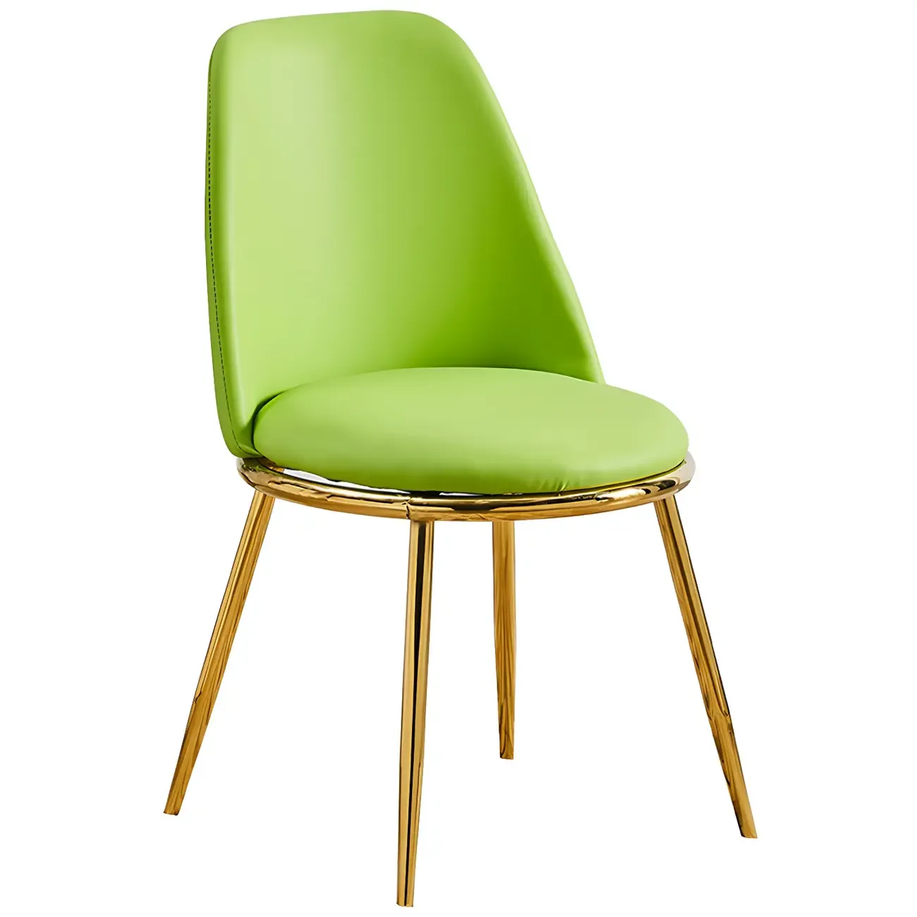 Glam Scandinavian Leather Armless Dining Chairs Metal Frame