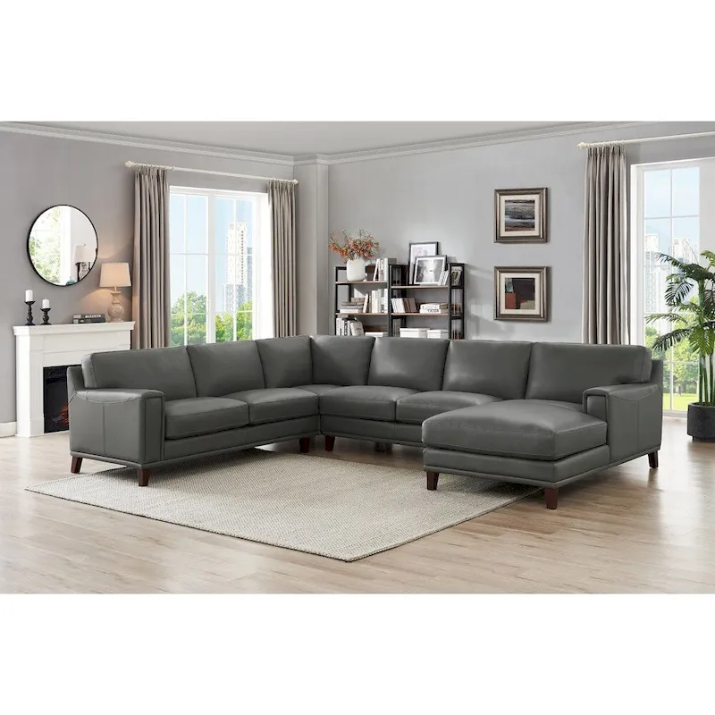 Hydeline Hayward Top Grain Leather Sectional Sofa with Chaise