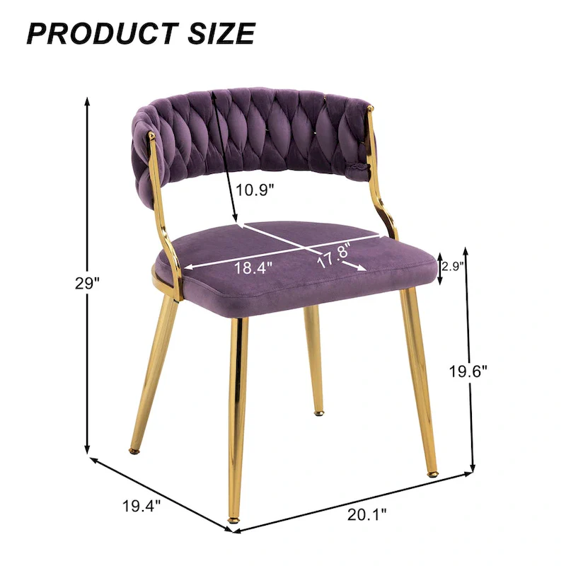 Set of 4 Velvet Dining Chair with Golden Metal Legs