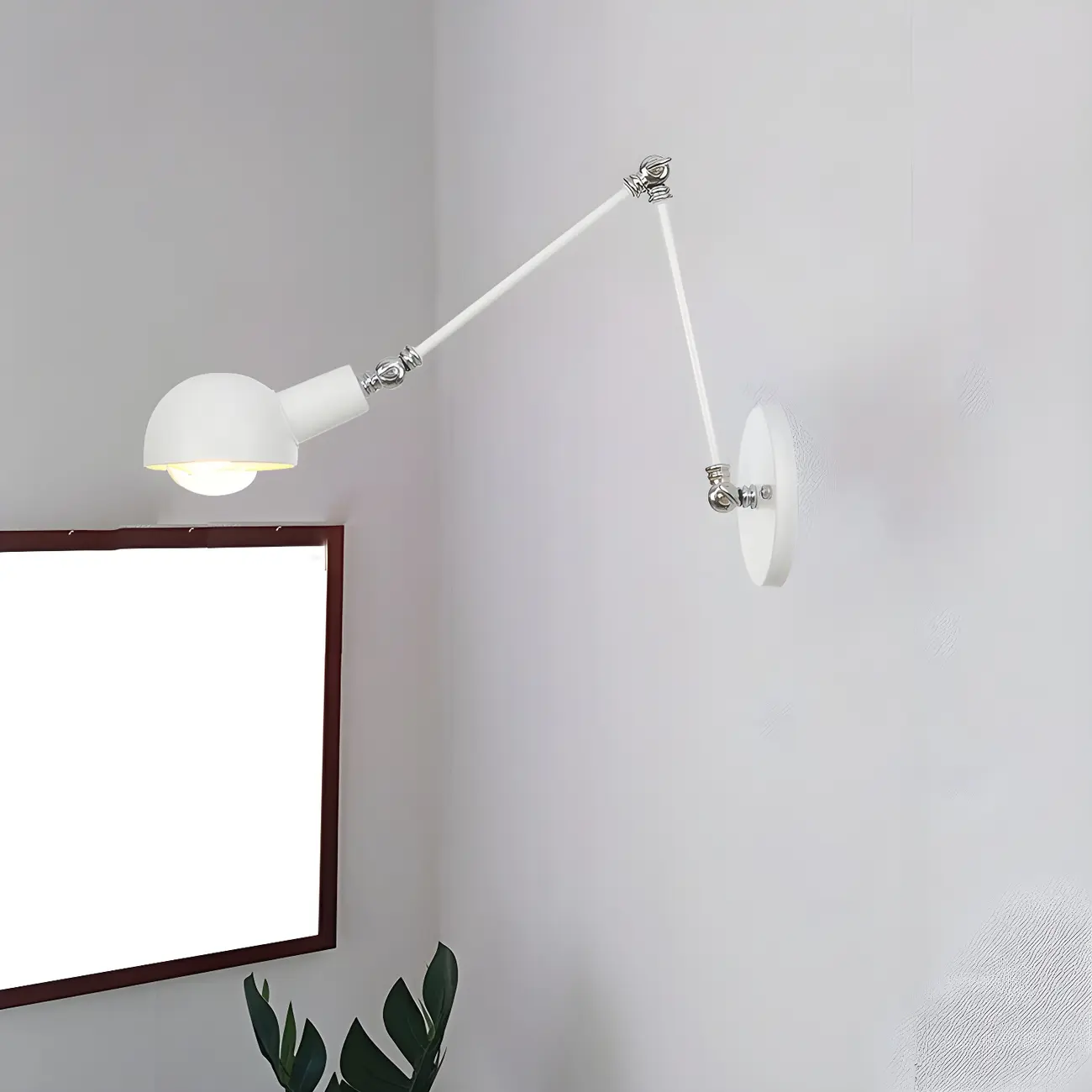 Gold and White Dome Swing Arm Wall Light