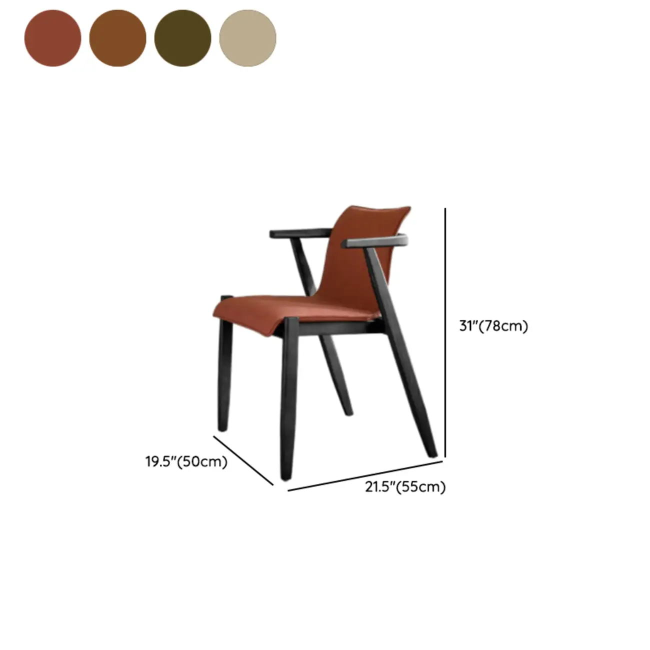 Oak wood Faux Leather Mid-Century Arm Chair