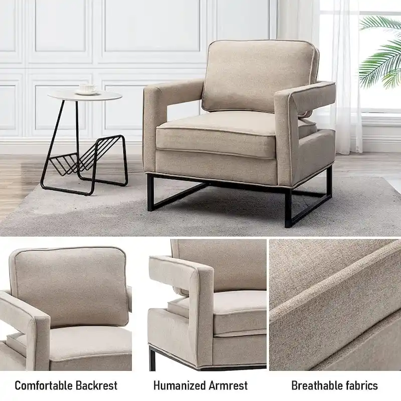 Modern Arm Accent Chair, Mid Century Living Room Chair Upholstered Lounge Chair