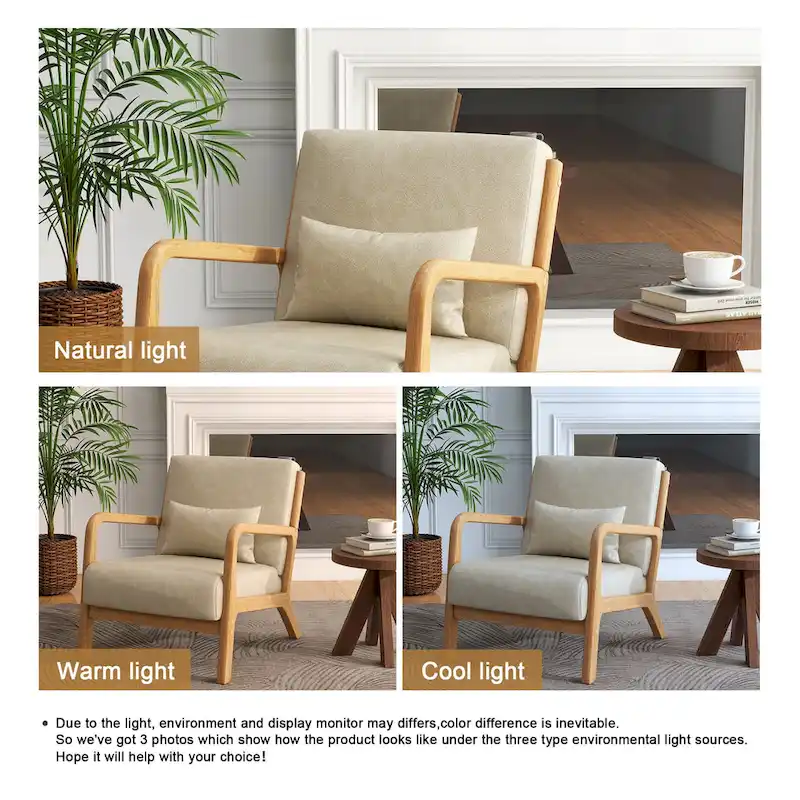 Mid-Century Modern Upholstered Accent Chair with Wood Frame