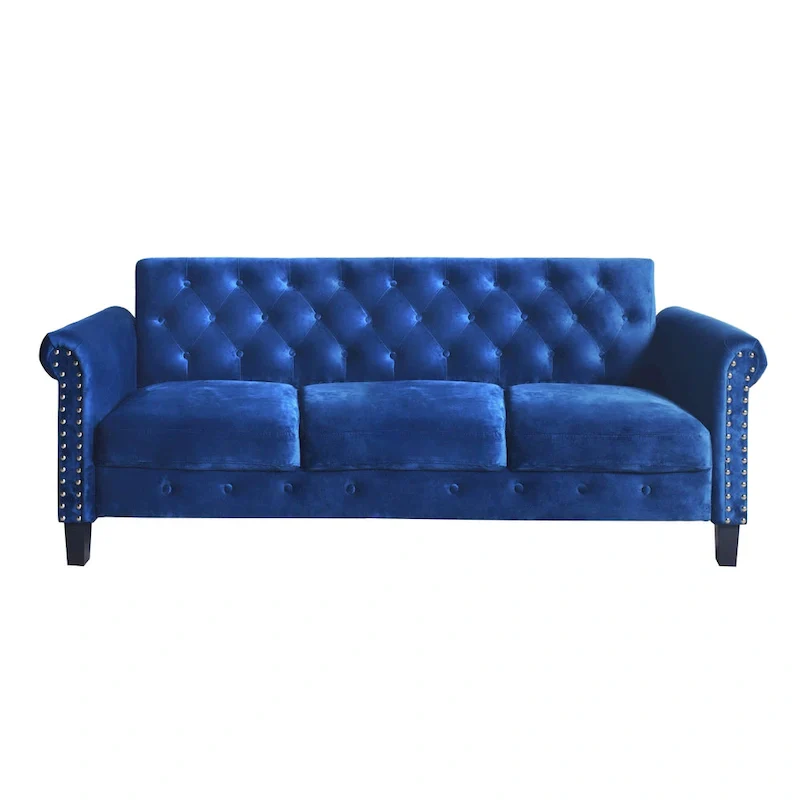 Casper Velvet Rolled Arm Loveseat / Sofa