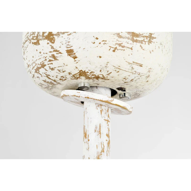 Kolleen 24-inch Weathered White and Imitation Wood 6 Lights 3 Blades Lighted Ceiling Fan with Remote