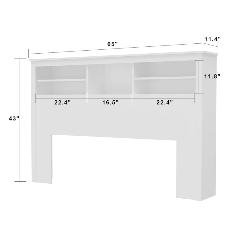 65 W Timechee Wooden Bookcase Headboard With Light