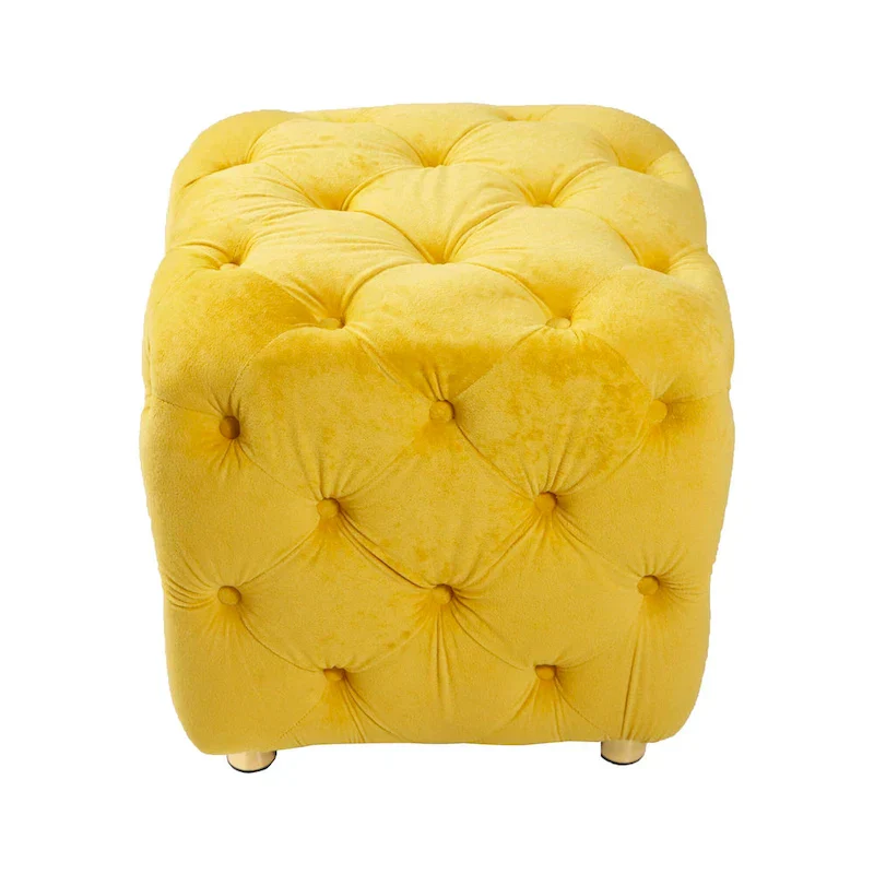 Modern Velvet Upholstered Square Tufted Ottoman by GDFStudio