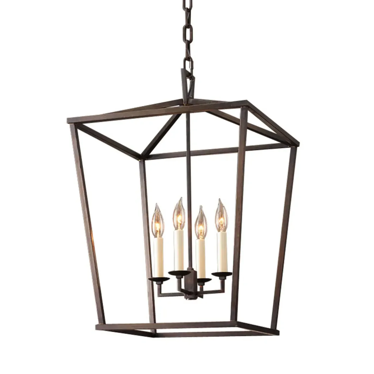 Industrial Adjustable Metal Lantern Caged Candelabra Chandelier