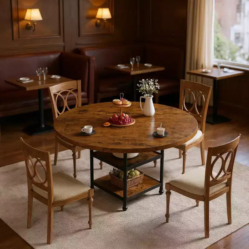 GustoWave 47.2 Inch Round Dining Table for 4 People
