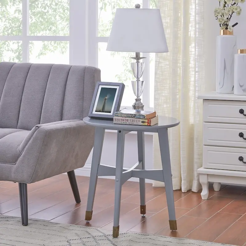 Round Midcentury Modern Wood Side Table