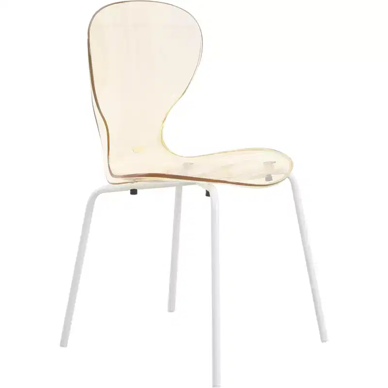 LeisureMod Bristol 5-Piece Dining Set Round Dining Table, 4 Plastic Dining Chairs White Legs