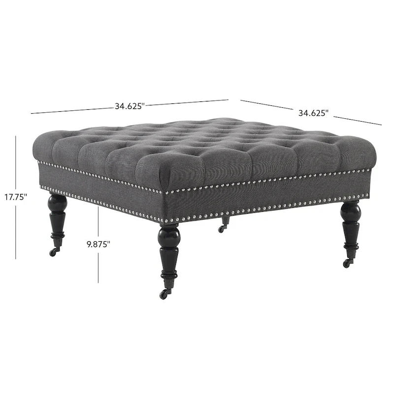 Abigal Charcoal Square Tufted Ottoman
