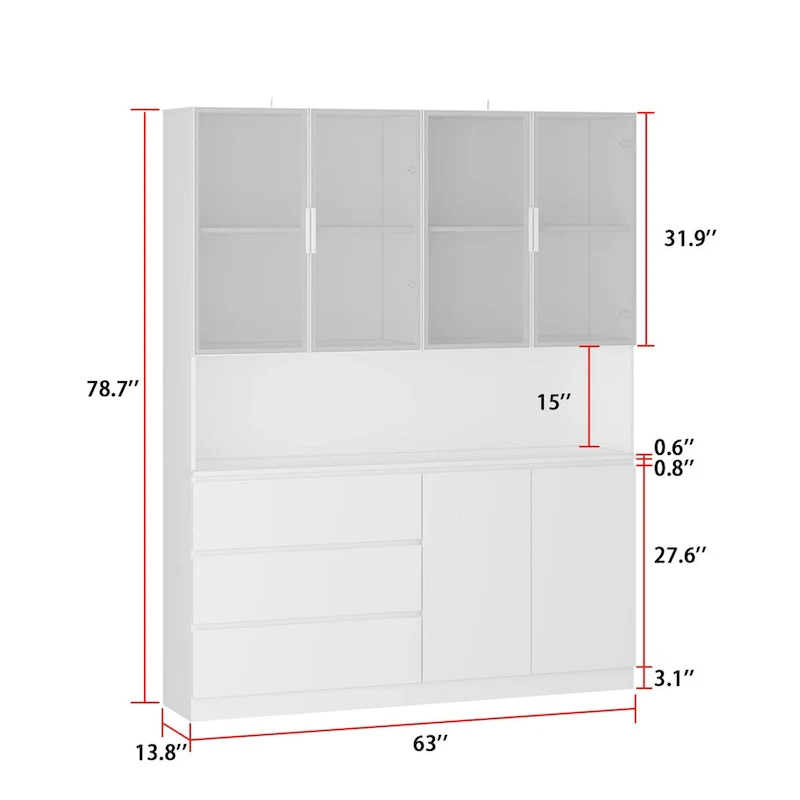 Modular Buffet and Display Cabinet - Modular Design in Pristine White