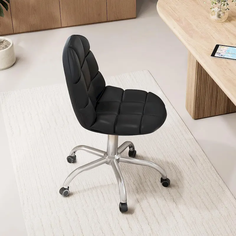 Armless Home Office Chair, Height Adjustable Computer Desk Chair with Wheels