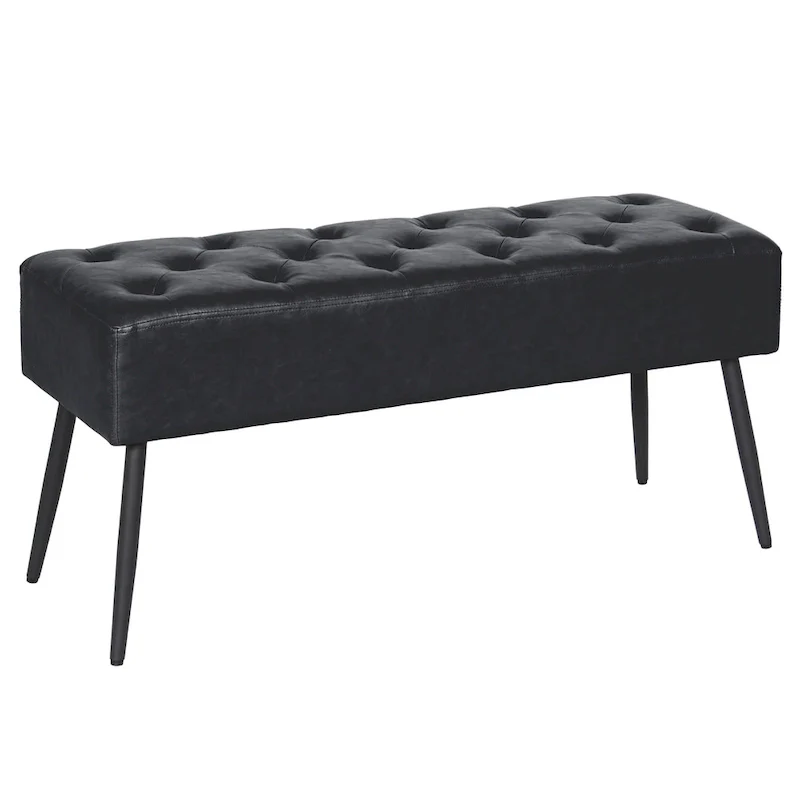 Maypex Faux Leather Upholstered Bench with Tufted Seat