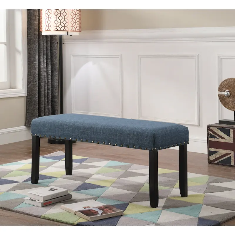 Fabric Dining Bench with Nailhead Trim