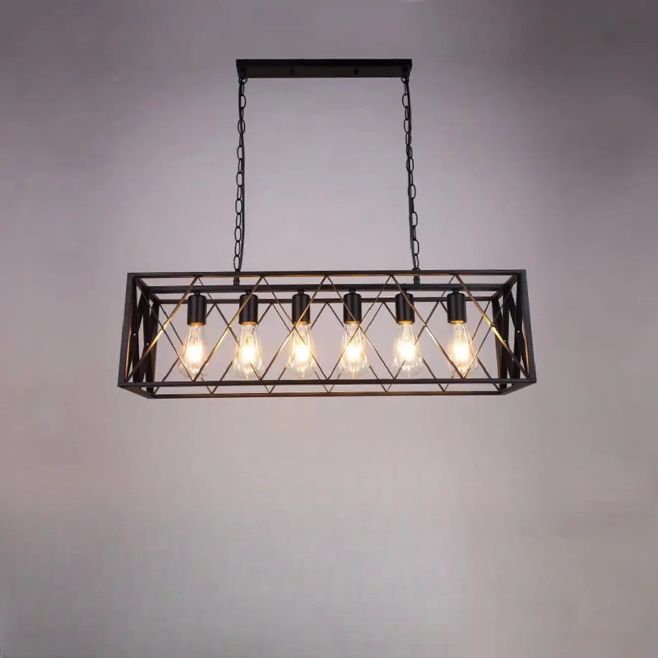 Industrial Black Metal Rectangle Kitchen Island Light