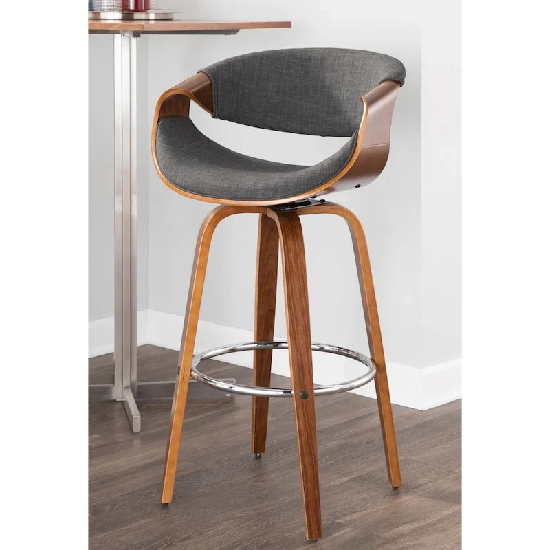 Carson Carrington Sauda 30 Fixed-Height Bar Stool with Bent Wood Legs and Round Footrest (Set of 2)