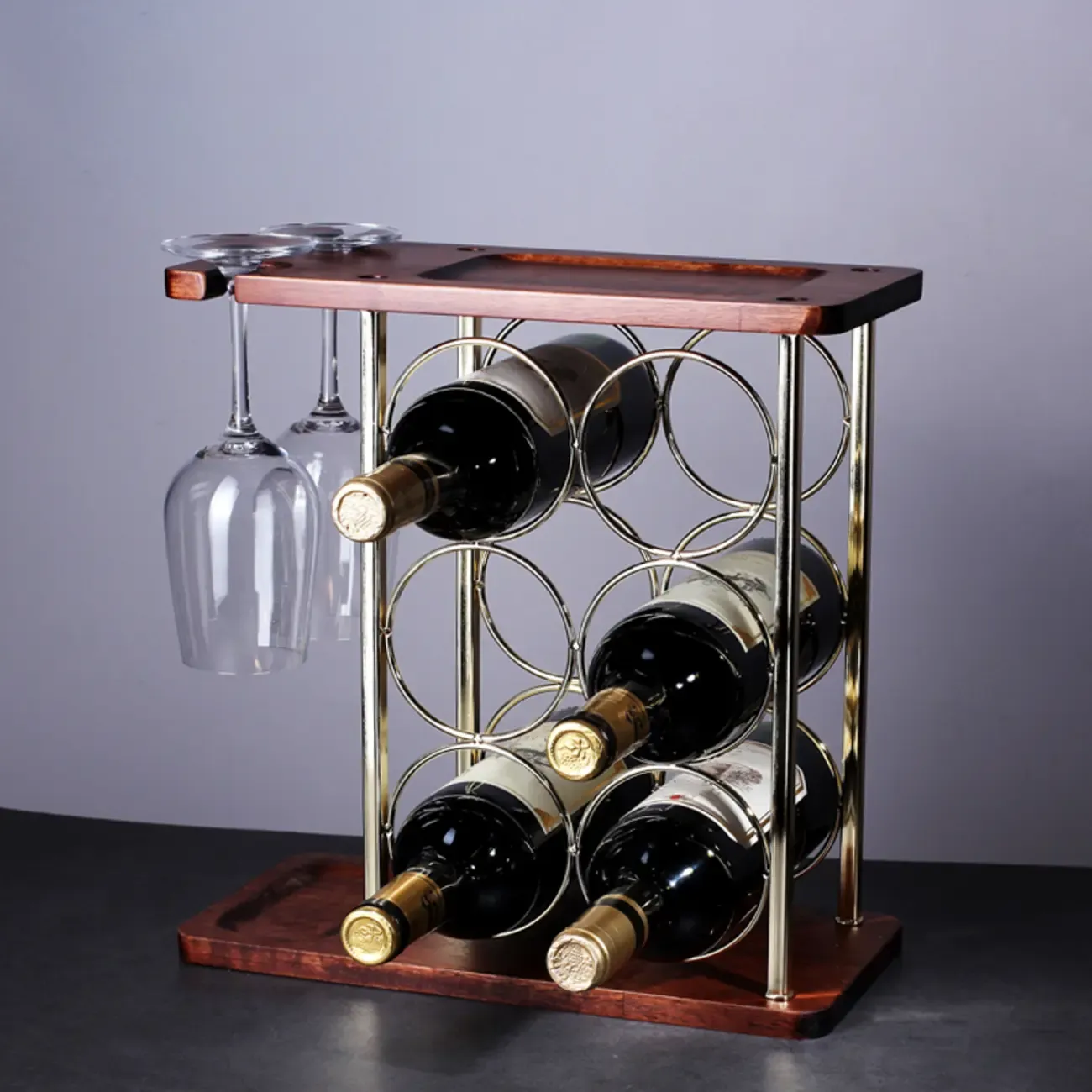 Modern Wine Rack Golden Honeycomb Countertop Bottle Holder