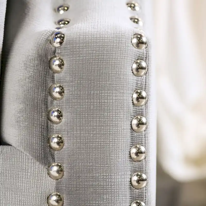 Transitional Fabric Upholstered Tufted Back Tuxedo Arms Sofa