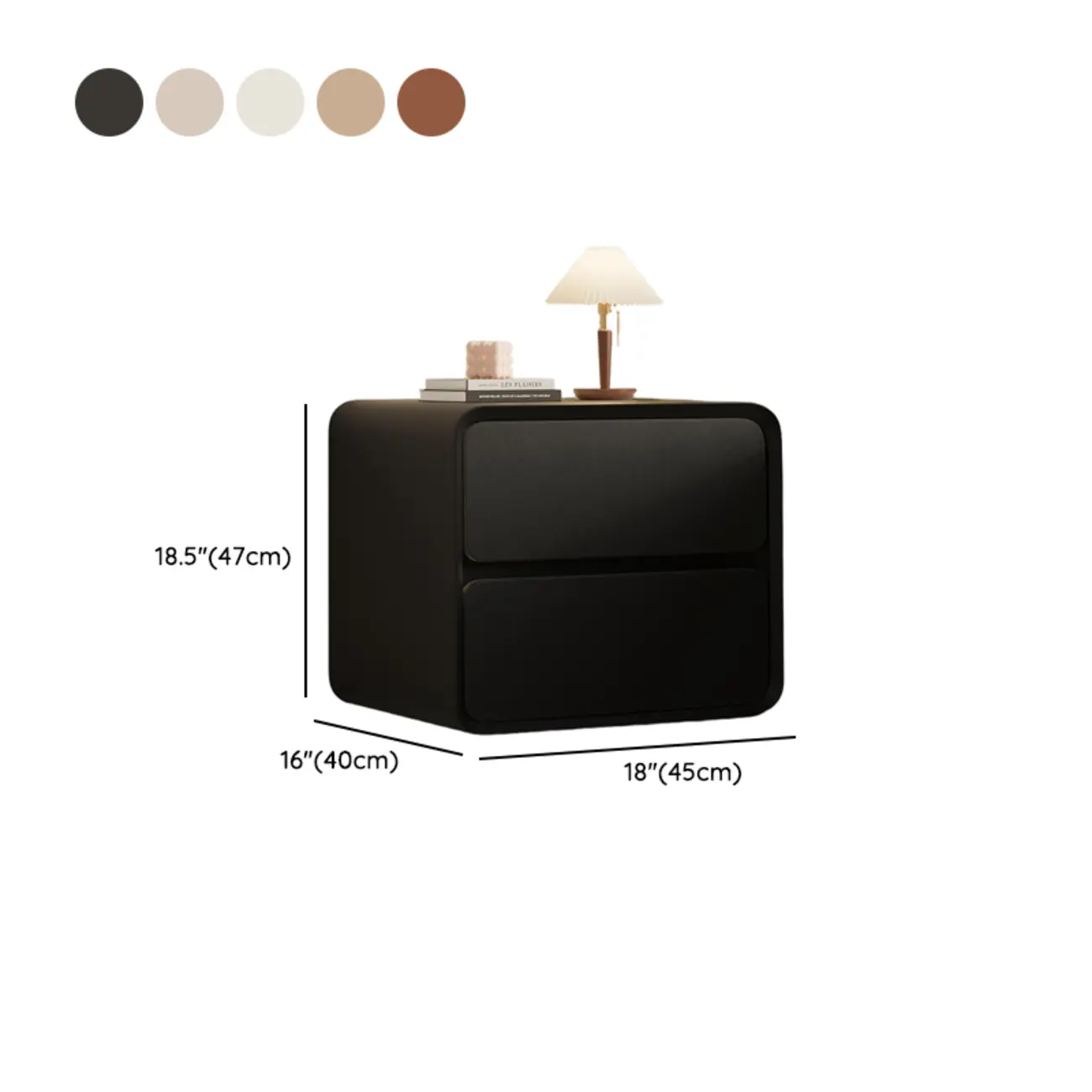 Curved Modern Faux Leather Pleather Nightstand