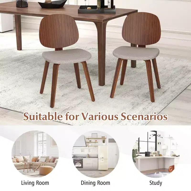 Costway Modern Dining Chair Set of 2/4 Chenille Kitchen Chair Armless Side Dinette Chairs