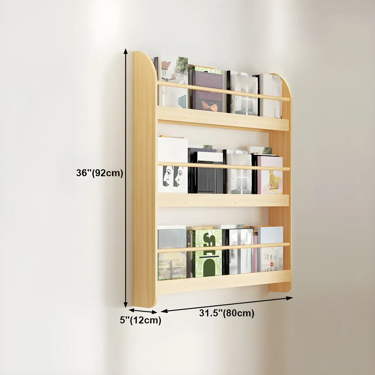 Modern Slim Wood Wall-Mounted Bookshelf