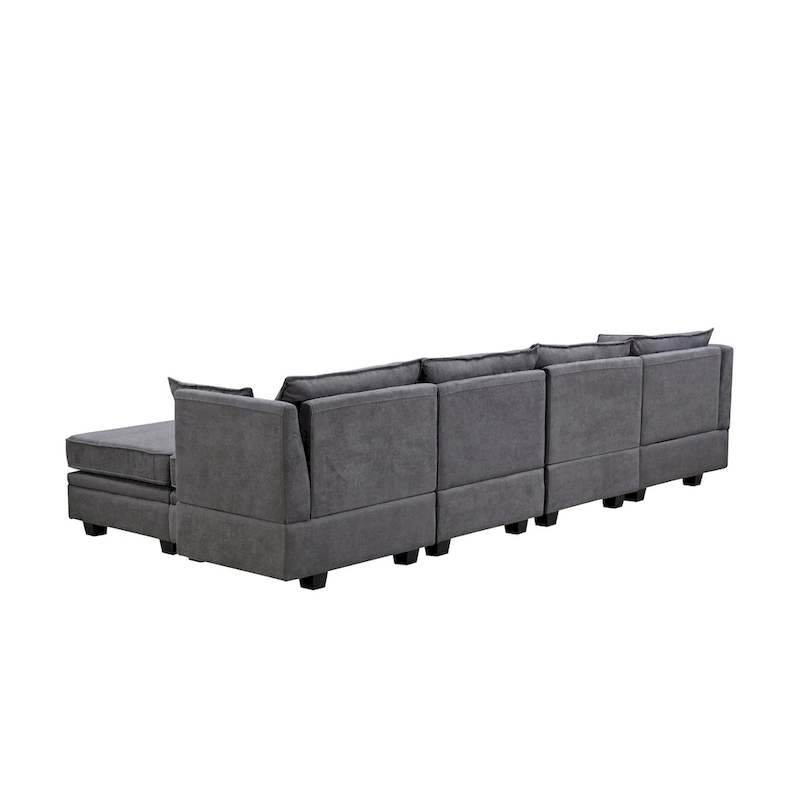 Modern U-Shape Modular Sectional Sofa, Convertible Sofa Bed with Reversible Chaise