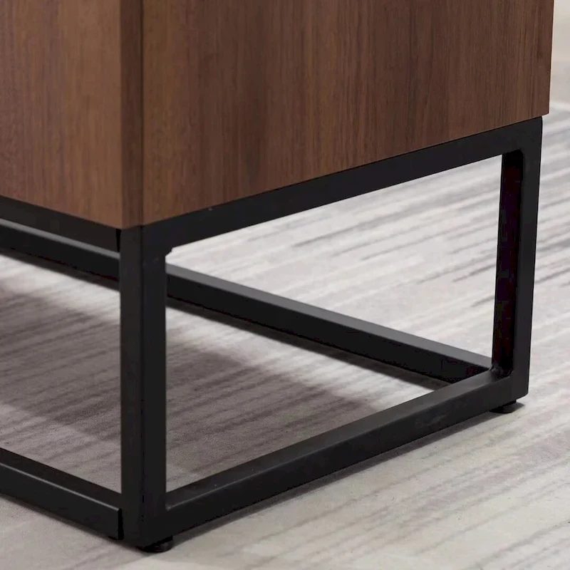 Faux Wood Sideboard with 3 Drawer Server Cabinet