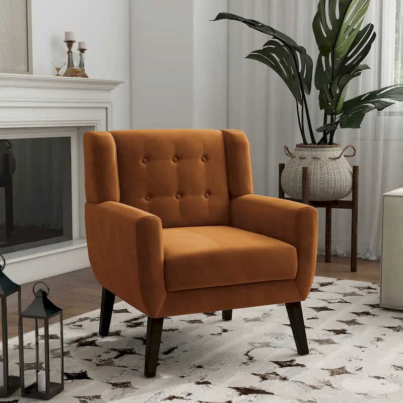 Velvet Accent Chair Living Room Upholstered Armchair