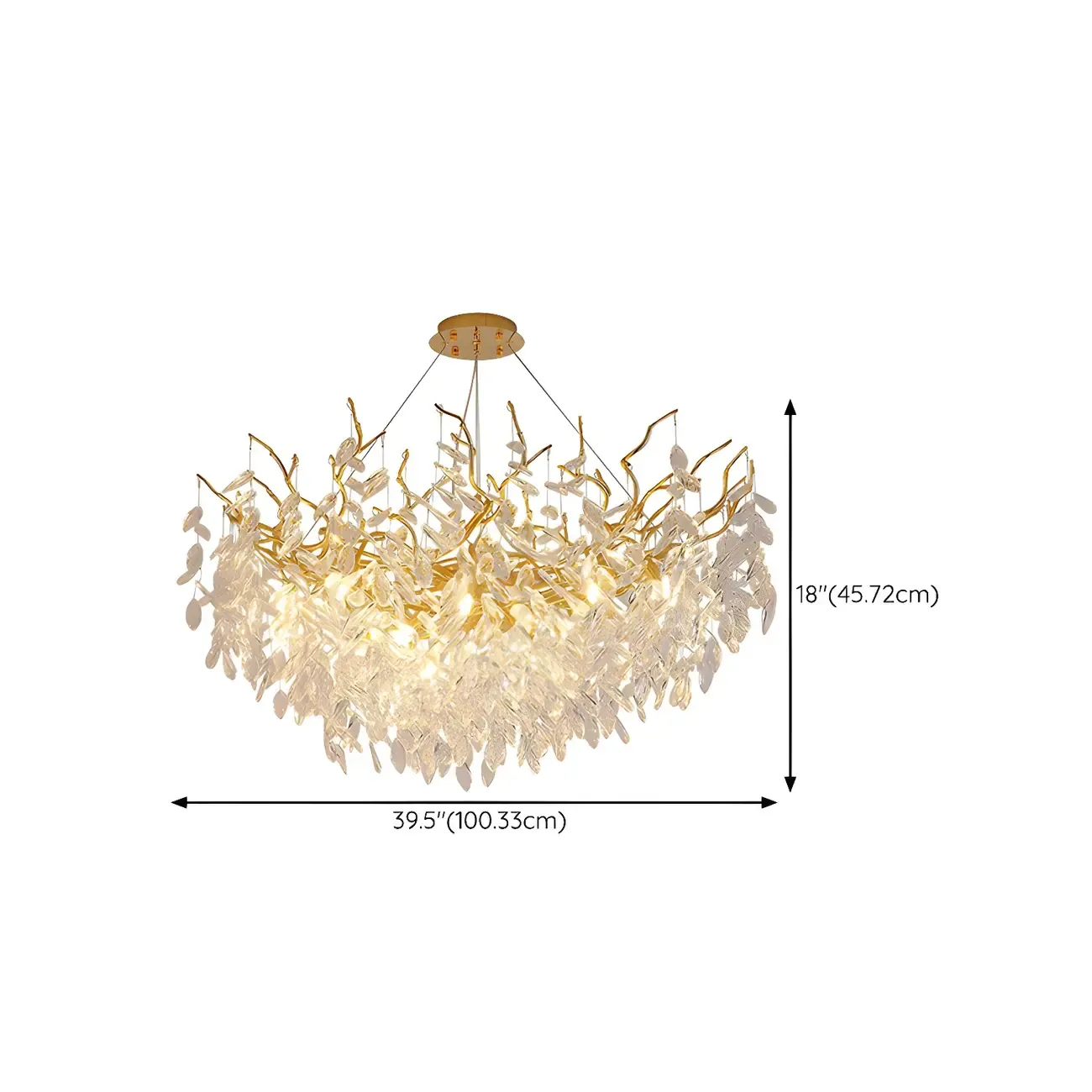 Elegant Gold Branch Crystal Chandelier Adjustable Height