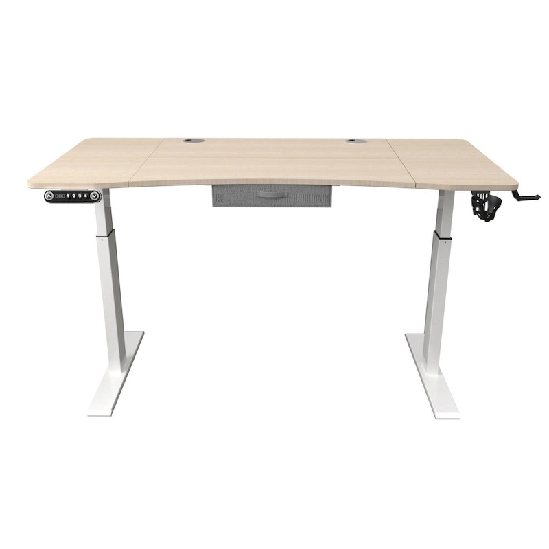 HomeRoots Adjustable Oak and White Wood and Metal Standing Desk
