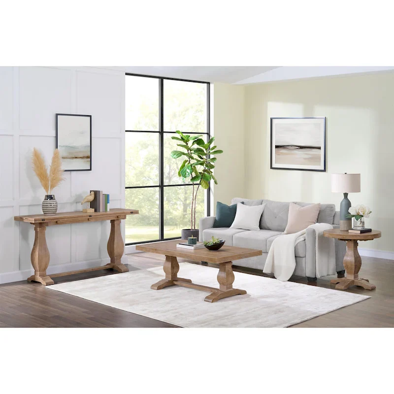 50 Solid Wood Pedestal Coffee Table