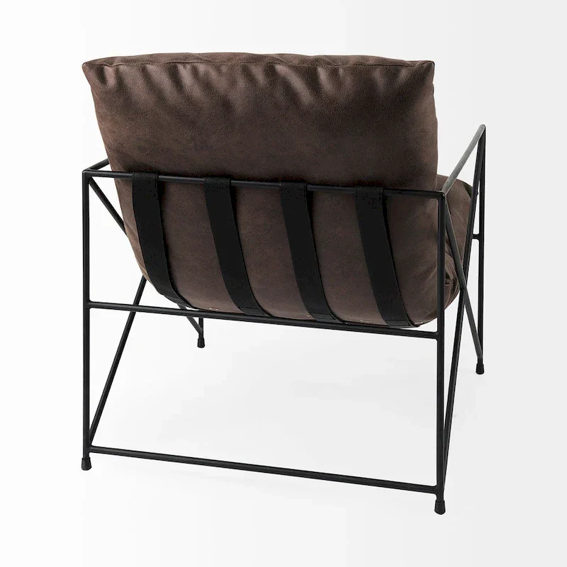 Leonidas Black Faux Leather w/Black Metal Frame Accent Chair