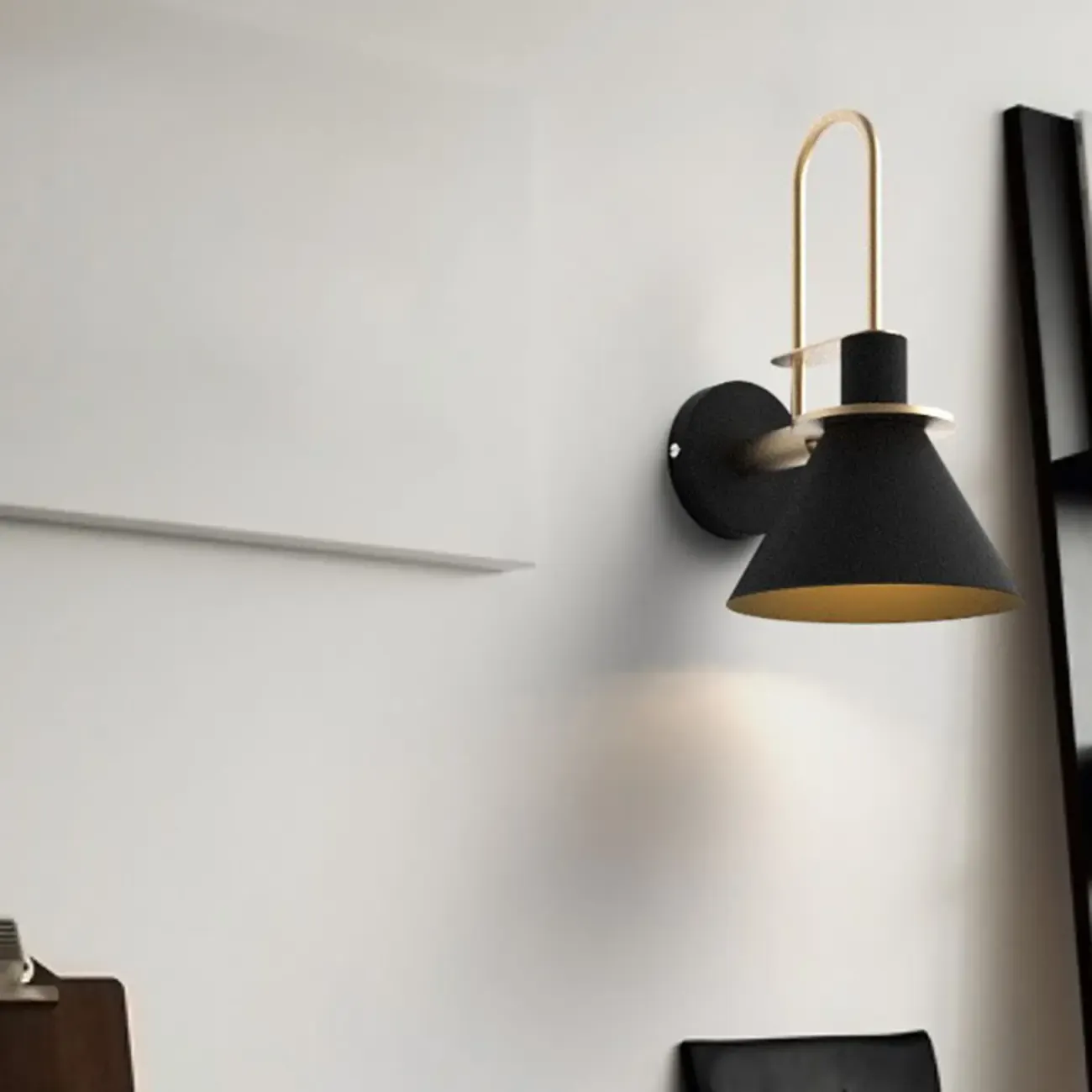 Modern 1-Light Cone Bath Vanity Light with Iron Shade