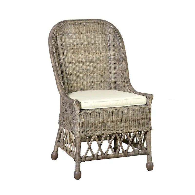 Natural Woven Rattan Dining Chair with Cushion