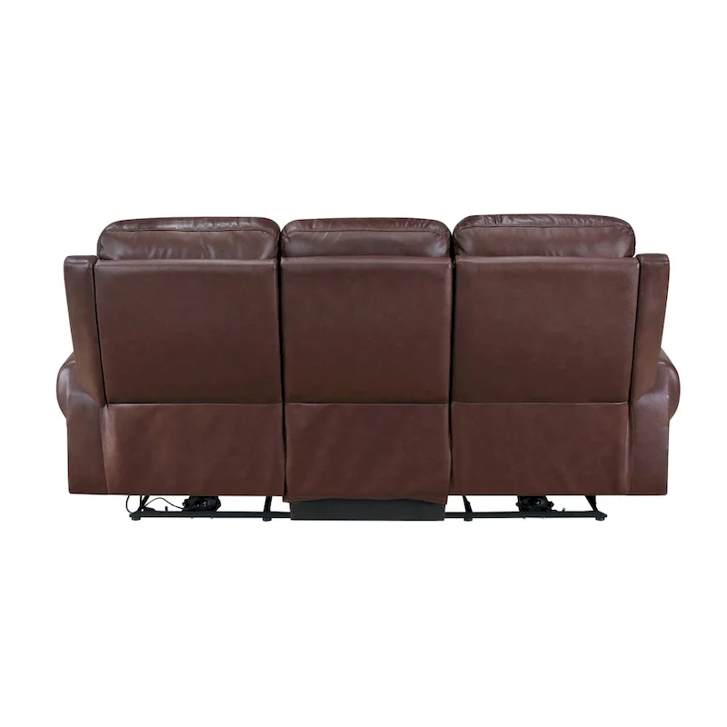 Michael 82 Inch Power Dual Recliner Sofa, USB, Brown Top Grain Leather