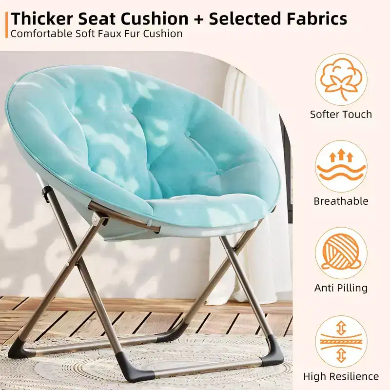 Faux Fur Saucer Chair, Folding Style, 1-Person