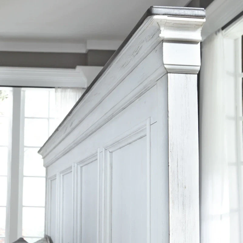 Copper Grove Allyson Park Wirebrushed White Charcoal Queen Panel Bed