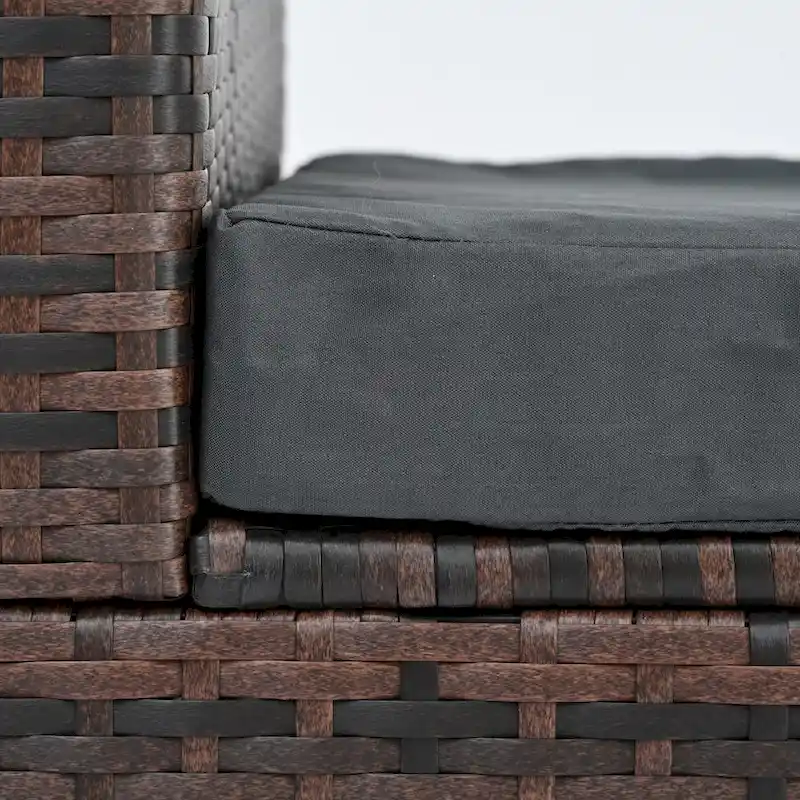 5-Piece PE Rattan Wicker Patio Conversation Set with Cushions